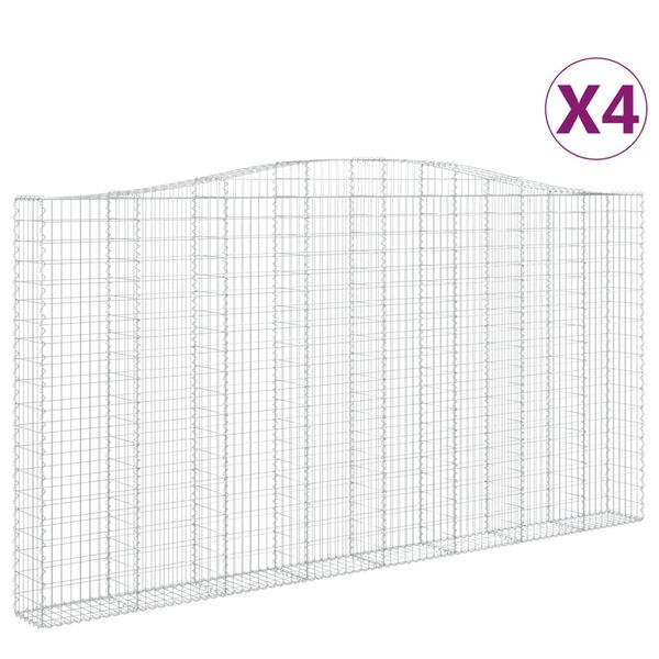 vidaXL Arched Gabion Baskets 4 pcs 400x30x200/220 cm Galvanised Iron