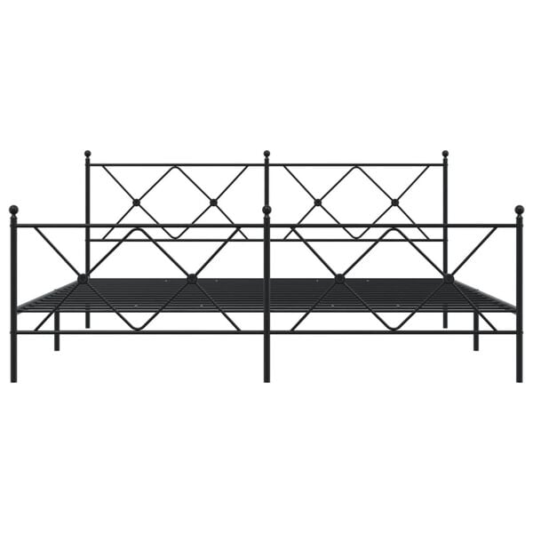 vidaXL Metal Bed Frame without Mattress with Footboard Black 180x200cm