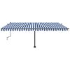 vidaXL Manual Retractable Awning with LED 500x300 cm Blue and White
