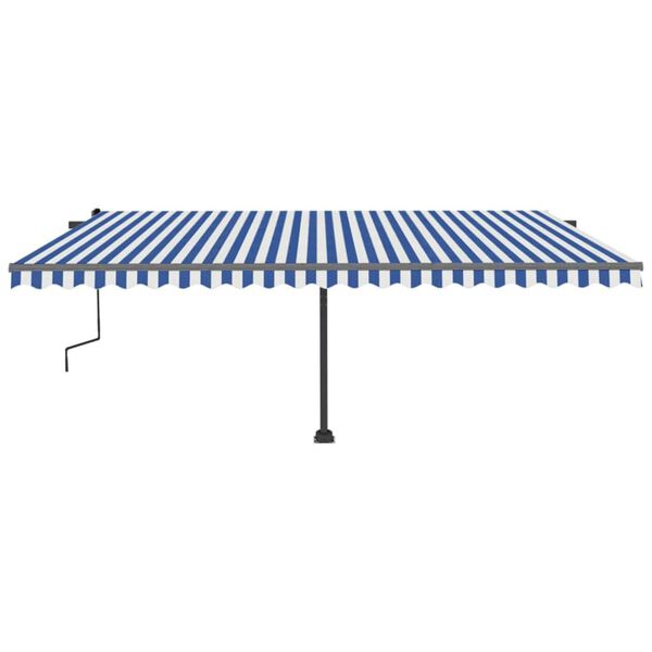 vidaXL Manual Retractable Awning with LED 500x300 cm Blue and White