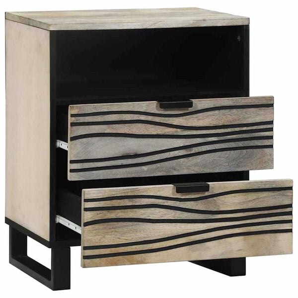 vidaXL Bedside Cabinet with Drawer White and Black 50 x 33 x 62 cm