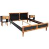 vidaXL Bed Frame with Bedside Cabinets Solid Acacia Wood