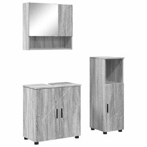vidaXL Bathroom Furniture Set Wall-mounted with Door 3 pcs Grey Sonoma