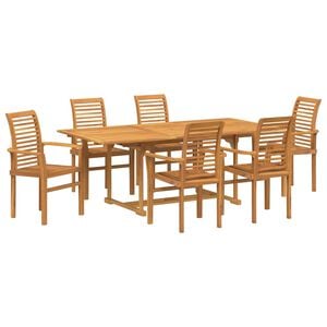 vidaXL Garden Dining Set 7 pcs Brown 200 x 100 x 75 cm Solid Teak Wood