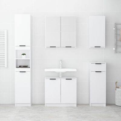 vidaXL 5 Piece Bathroom Cabinet Set White Engineered Wood