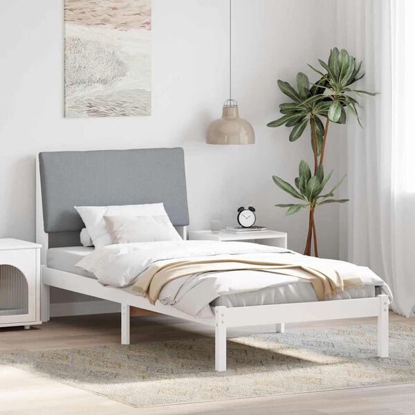vidaXL Bed frame White and light grey 90 x 190 cm Solid pine wood