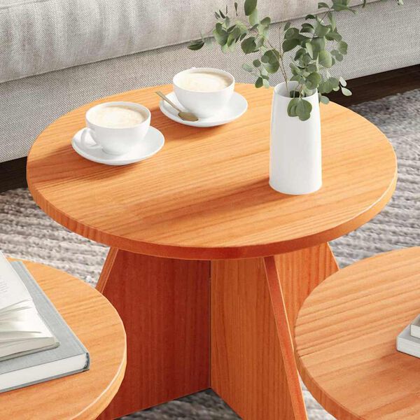 vidaXL Coffee Table 3 pcs Wax Brown