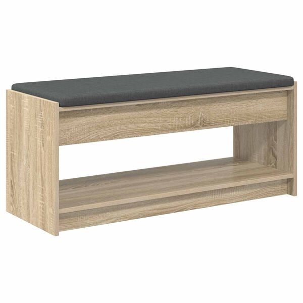 vidaXL Hall Bench with Cushion with Shelf Sonoma Oak 103 x 38 x 45 cm