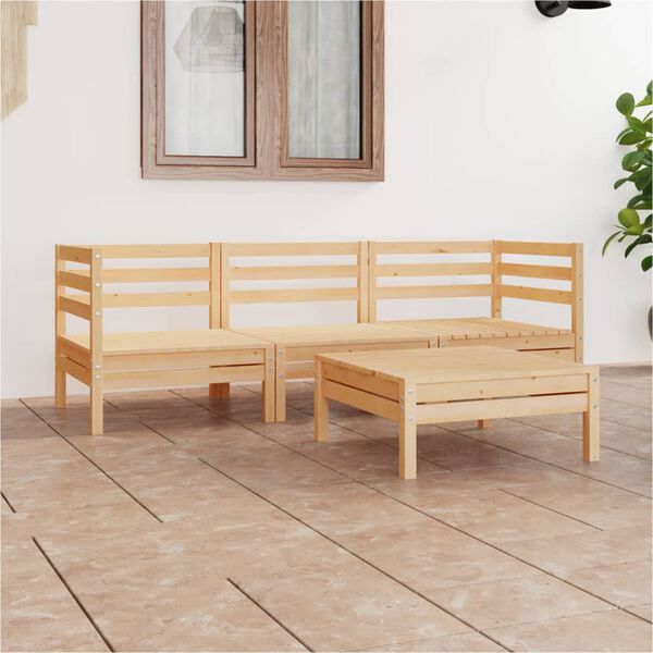 vidaXL 4 Piece Garden Lounge Set Solid Pinewood