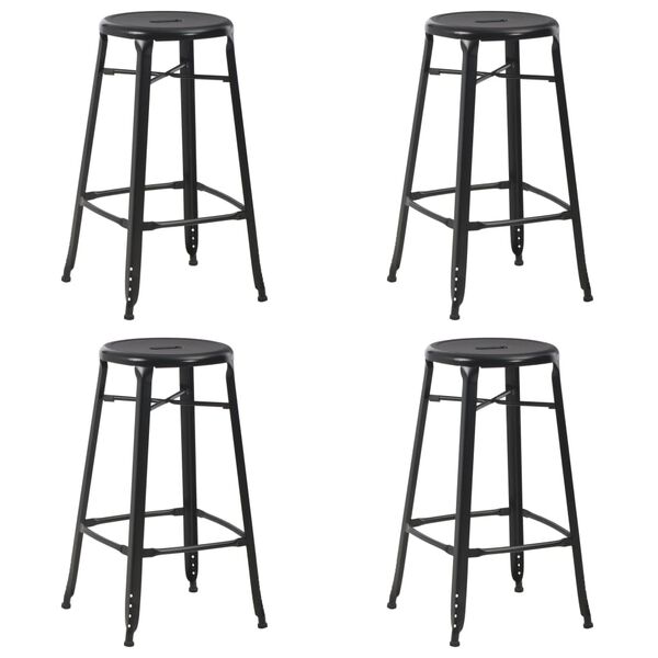 vidaXL Bar Stools 4 pcs Black Steel