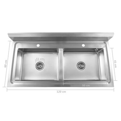 vidaXL Kitchen Sink Double Basin Stainless Steel