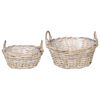 vidaXL Planter Basket GENDT 2 pcs Natural Grey Kubu Rattan
