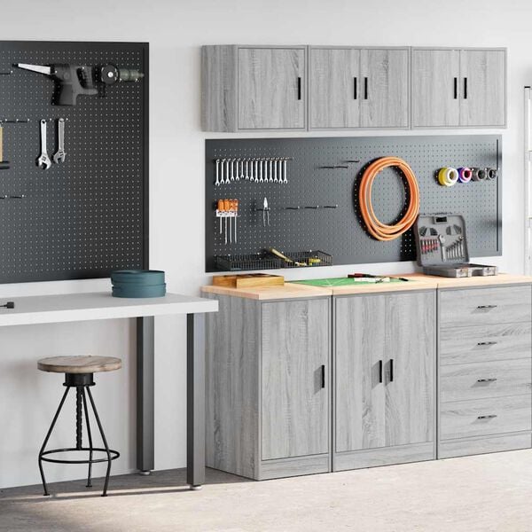 vidaXL Garage Cabinets 2 pcs Grey Sonoma Engineered Wood