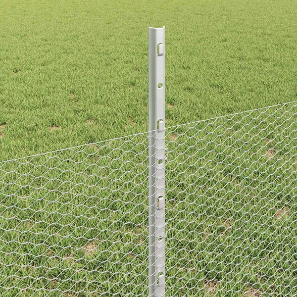 vidaXL Fence with Post Silver 0.5 x 10 m Steel