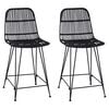 vidaXL Bar Stool 2 pcs Black 44 x 54 x 96 cm Rattan and Steel