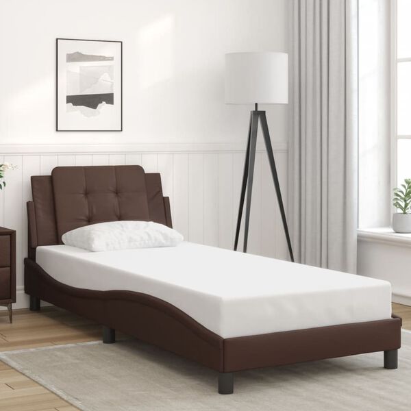 vidaXL Bed Frame without Mattress "Zadar" Brown 90x190 cm Single Faux Leather