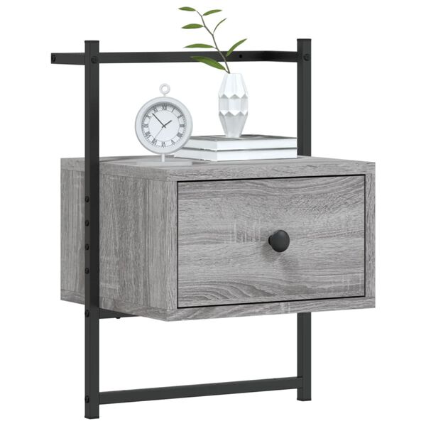 vidaXL Bedside Cabinets Wall-mounted 2 pcs Grey Sonoma 35x30x51 cm Engineered Wood