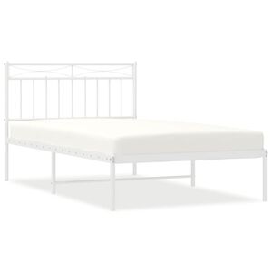 vidaXL Metal Bed Frame without Mattress with Headboard White 100x200cm