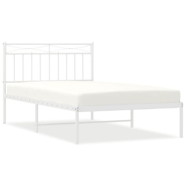 vidaXL Metal Bed Frame without Mattress with Headboard White 100x200cm