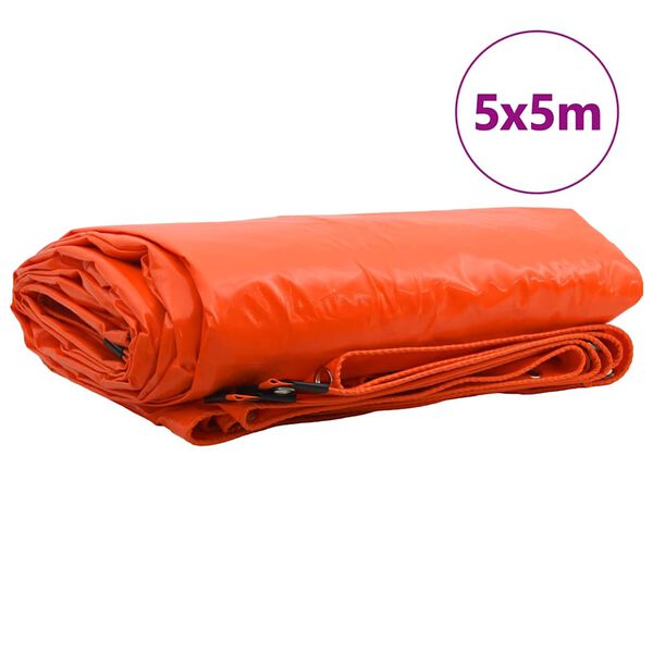 vidaXL Tarpaulin 650g / m² Orange 5 x 5 m Canvas with PVC Coating