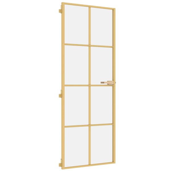 vidaXL Interior Door Slim Golden 76x201.5 cm Tempered Glass and Aluminium
