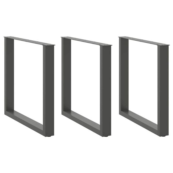 vidaXL Dining Table Legs U-Shaped 3 pcs Anthracite 80x(72-73) cm Steel