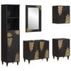 vidaXL Bathroom Cabinet Set with Drawer 5 pcs Black Solid Mango Wood