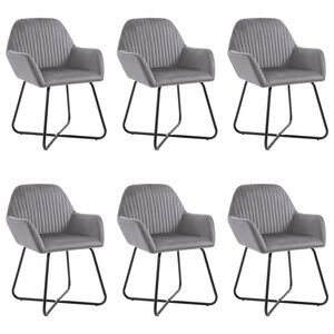 vidaXL Dining Chair | Set of 6 | Grey | Velvet and Powder-Coated Steel