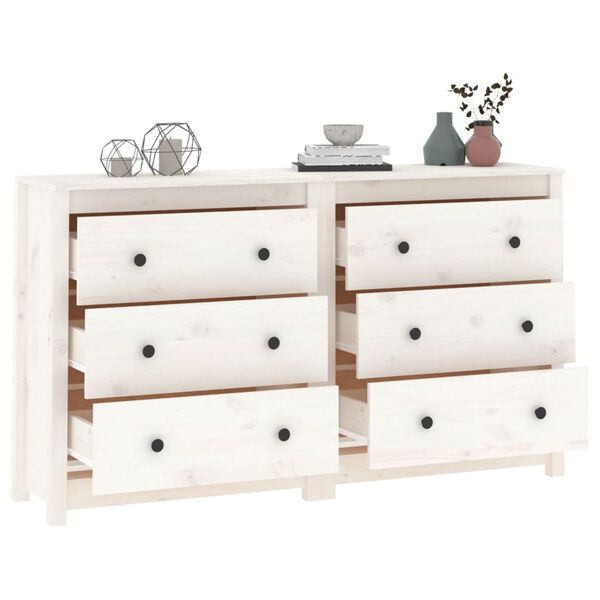 vidaXL Sideboard White 140x35x80 cm Solid Wood Pine
