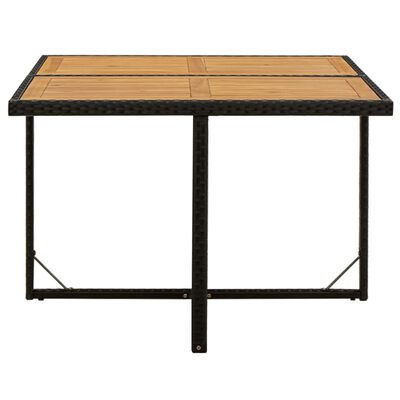 vidaXL Garden Table Black 109x107x74 cm Poly Rattan&Solid Wood Acacia