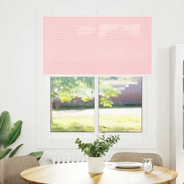 vidaXL Pleated Blind Pink 110x100 cm Fabric Width 109.4 cm Polyester