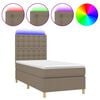 vidaXL Box Spring Bed with Mattress&LED Taupe 100x200 cm Fabric