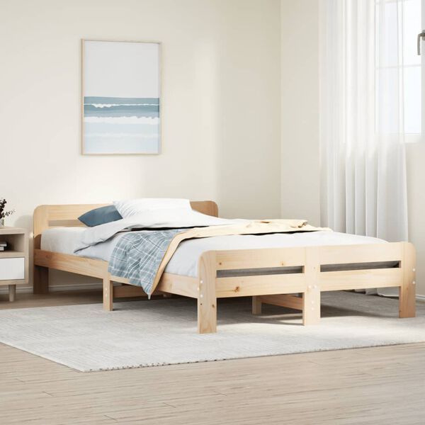 vidaXL Bed Frame without Mattress 135x190 cm Double Solid Wood Pine
