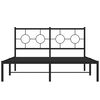 vidaXL Metal Bed Frame without Mattress with Headboard Black 135x190cm