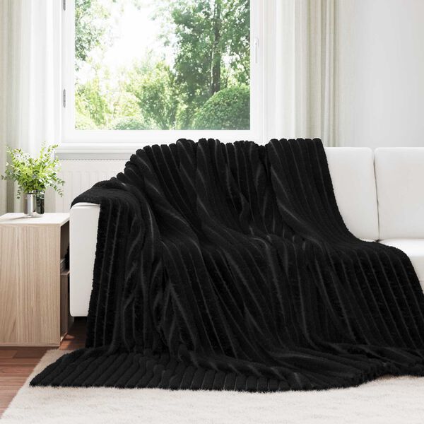 vidaXL Throw Blanket Black 240 x 220 cm Fleece