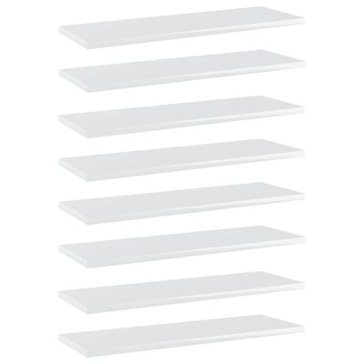 vidaXL Bookshelf Boards 8 pcs High Gloss White 60x20x1.5 cm Engineered Wood