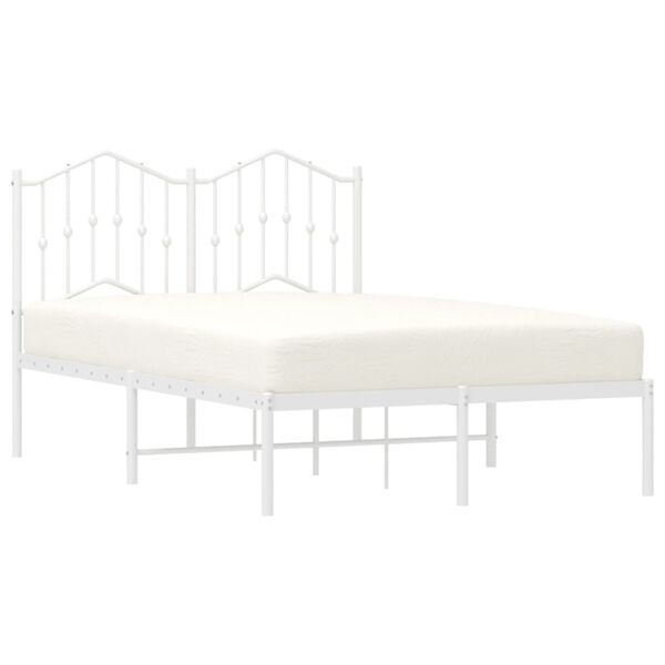 vidaXL Metal Bed Frame without Mattress with Headboard White 120x200cm