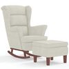 vidaXL Rocking Chair Wingback Cream Velvet and Solid Wood