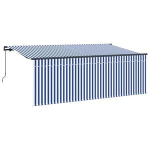 vidaXL Retractable Awning Manual Blue and White 400 x 200 cm