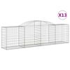 vidaXL Arched Gabion Baskets 13 pcs 300x50x80/100 cm Galvanised Iron