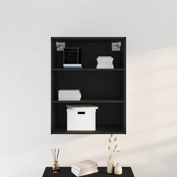 vidaXL Hanging Wall Cabinet Wall-mounted Black Oak 69.5 x 32.5 x 90 cm