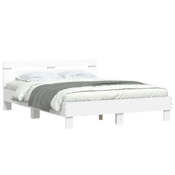 vidaXL Bed Frame with LED without Mattress White 140x190 cm