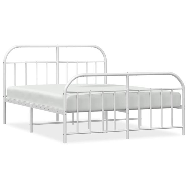 vidaXL Metal Bed Frame without Mattress with Footboard White 140x200cm