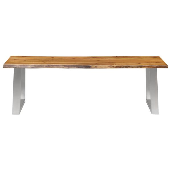 vidaXL Bench 140 cm Solid Acacia Wood and Stainless Steel