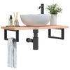 vidaXL Basin Shelf Wall Mounted Steel and Solid Wood Beech