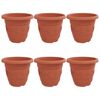 vidaXL Round Flower Pot 6 pcs Brick Red &Oslash; 39 x 32 cm Plastic