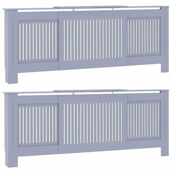 vidaXL Radiator Cover 2 pcs Grey 205 x 20.5 x 81.5cm Engineered Wood