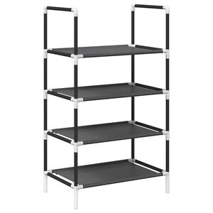 vidaXL Shoe Rack 4-Tier Black 44x28x77 cm Non-woven Fabric