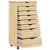 vidaXL Rolling Cabinet with Drawers MOSS Clear Varnish Solid Pine wood