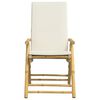 vidaXL 6 Piece Folding Reclining Chairs with Cream White Cushions Bamboo